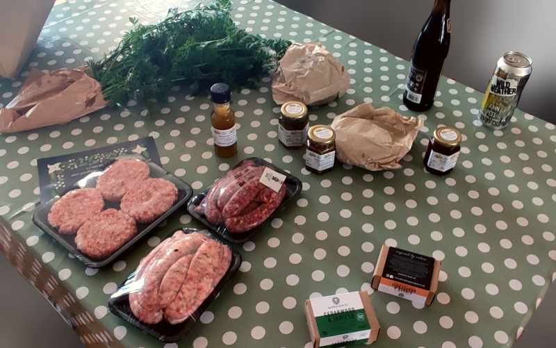 A table filled with alkin goods and crafts