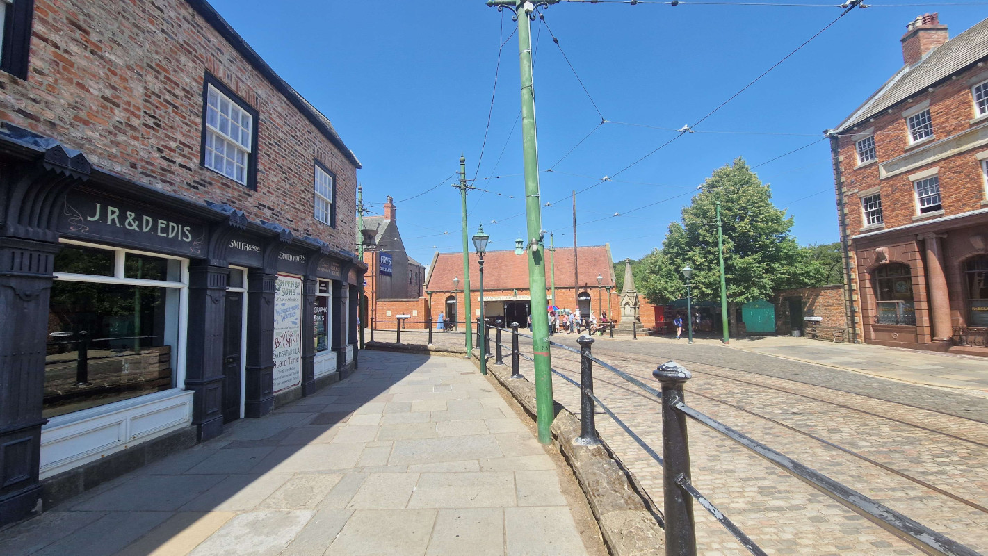 A 1910s British street scene, recreated at Beamish