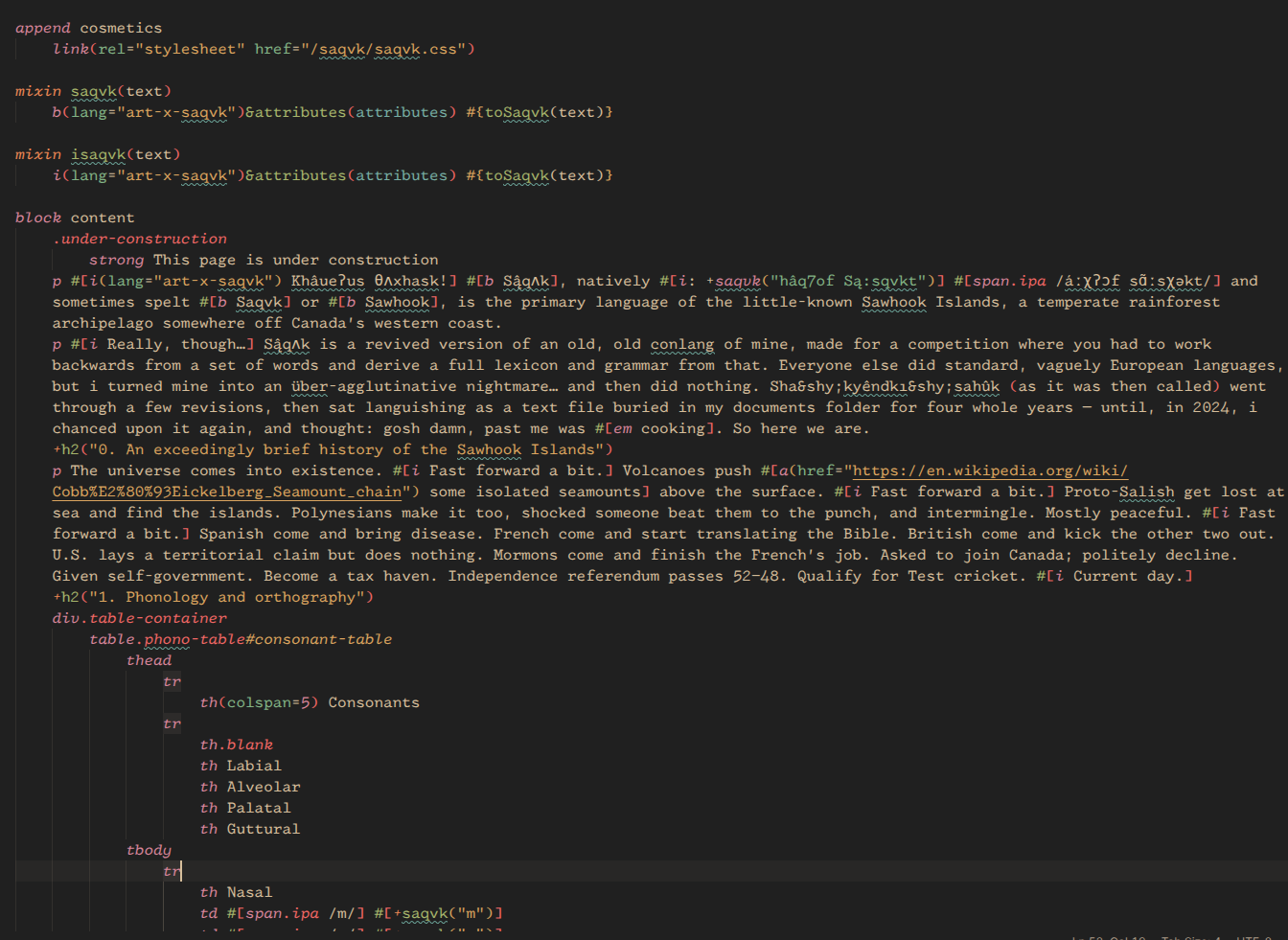 A mess of markup code