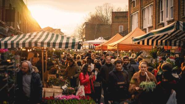 A bustling market.